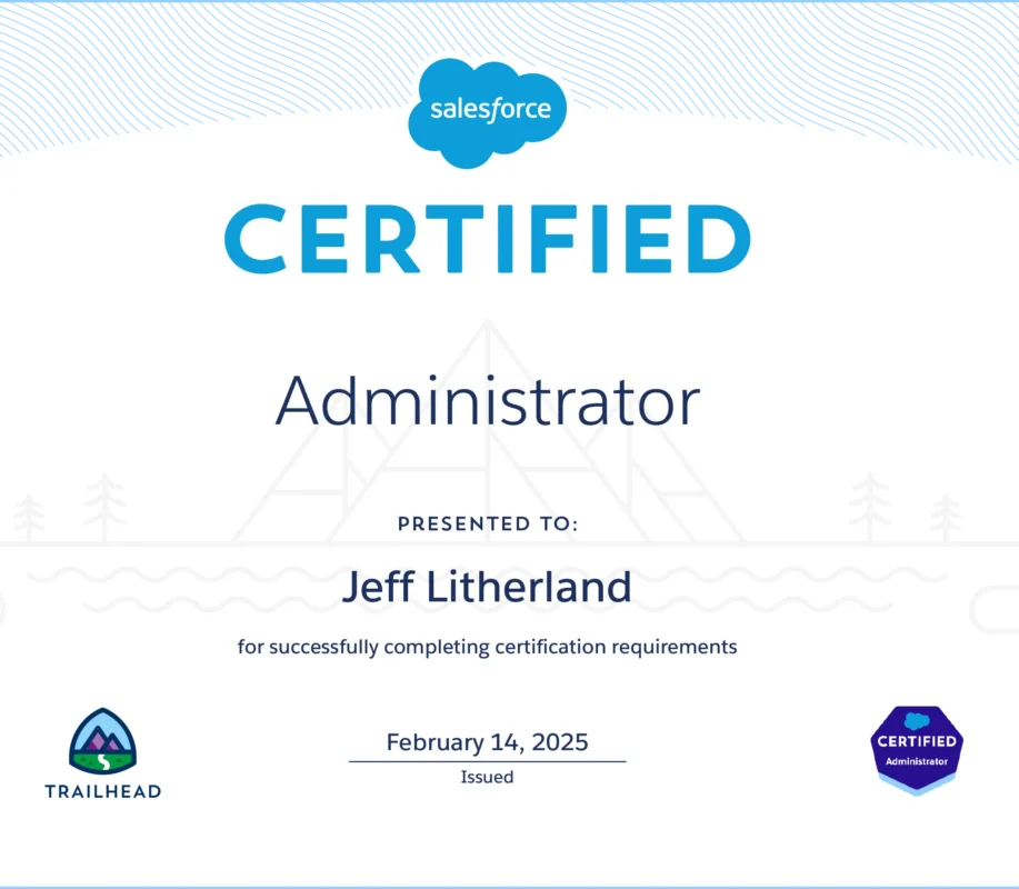 jeffery litherland certified salesforce admin