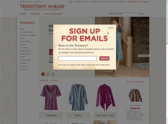 Territory Ahead Modal Signup