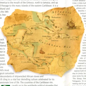 caribbean map on leather cloth